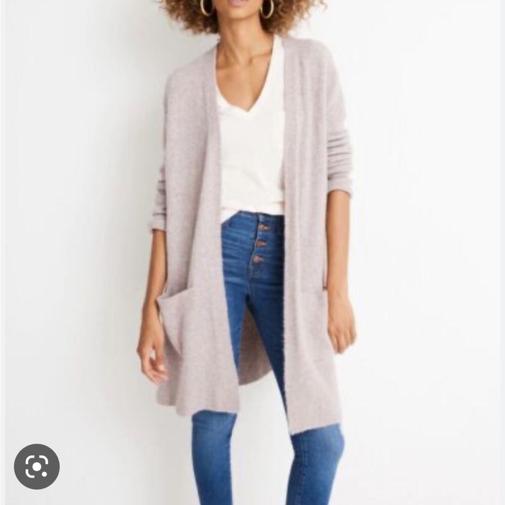 MADEWELL Womens Open Front Kent Cardigan Purple Lilac Stretchy Pockets Size XS